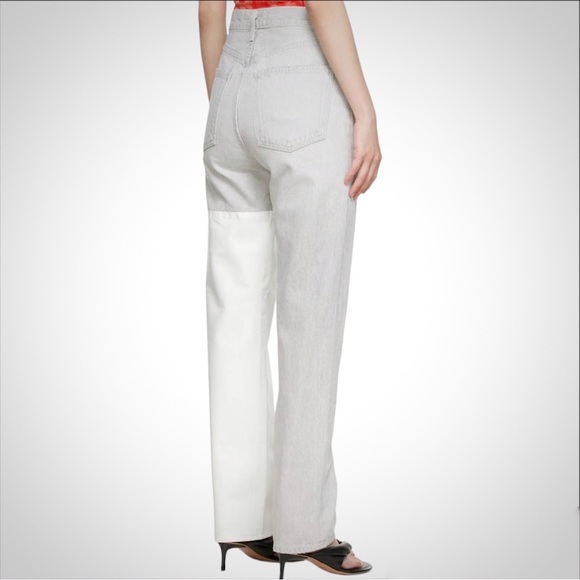 Agolde 90s Pinch Waist High Rise Straight Leg Leather Patch Jeans - Size… - Picture 2 of 11